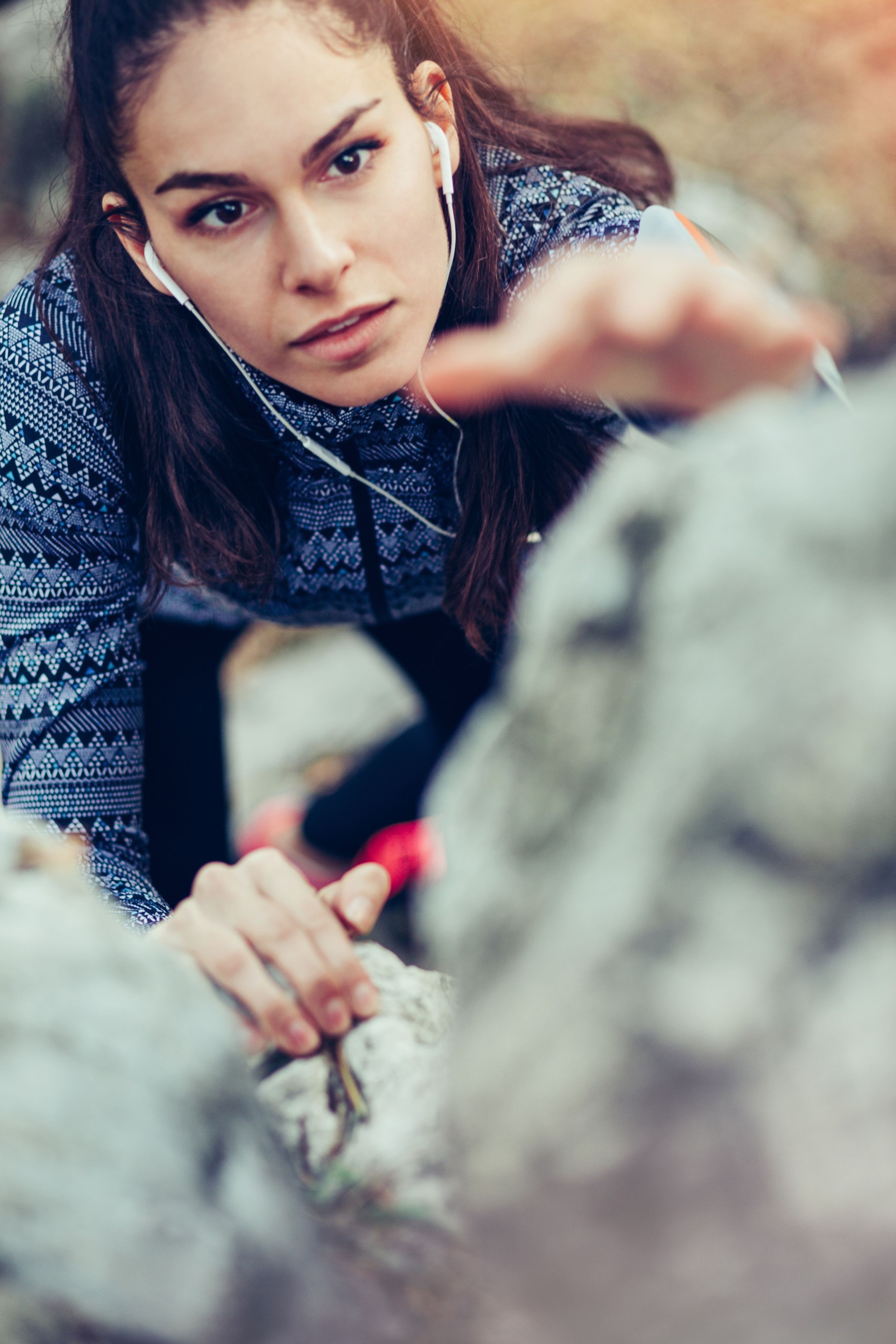 Close up of a rock climber
